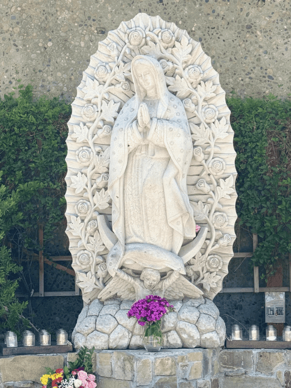 Stone grotto with a statue of the Virgin Mary