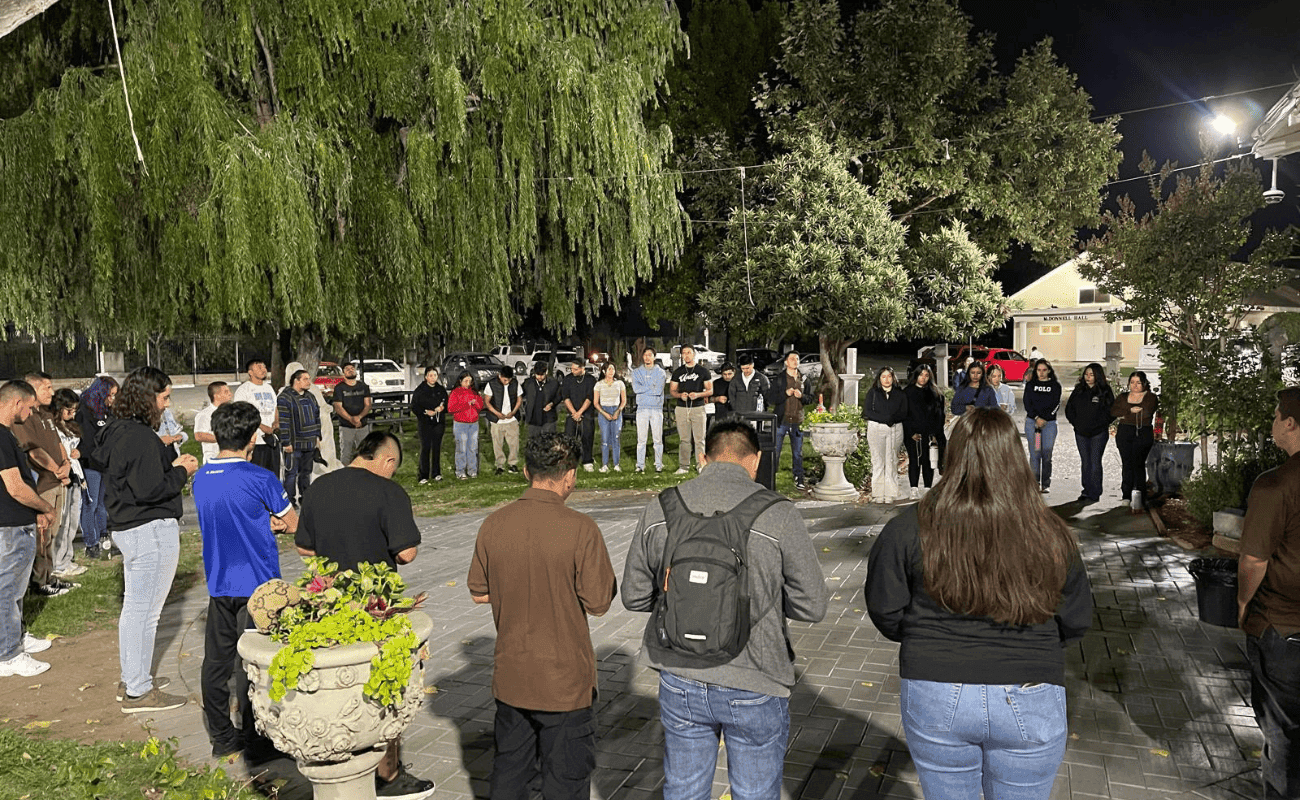 Outdoor youth gathering in the evening