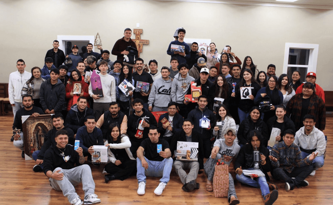 Group photo of young people in the parish hall